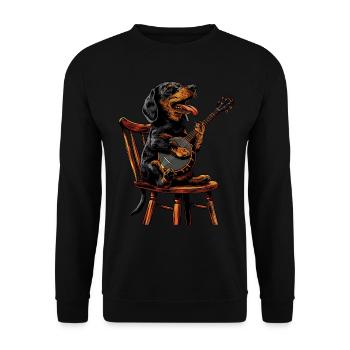 Teckel Chien Bluegrass Joueur de Banjo - Sweat-shirt Unisexe - noir - Devant - Alina (178cm) & Michal (187cm)