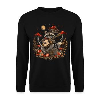 Cottagecore Aesthetic Racoon Playing Guitar Pil - Unisex Sweatshirt - black - Front - Alina (178cm) & Michal (187cm)