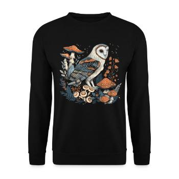 Cottagecore Aesthetic Owl Mushroom Witchy Floral - Unisex Sweatshirt - black - Front - Alina (178cm) & Michal (187cm)