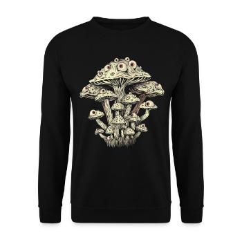 Weirdcore Ästhetik Pilz Augäpfel Strangecore Grung - Unisex Pullover - Schwarz - Vorne - Alina (178cm) & Michal (187cm)