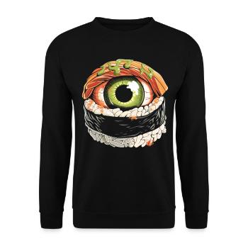 Weirdcore Aesthetics Sashimi Eyeball Sushi Creepy - Unisex Sweatshirt - black - Front - Alina (178cm) & Michal (187cm)