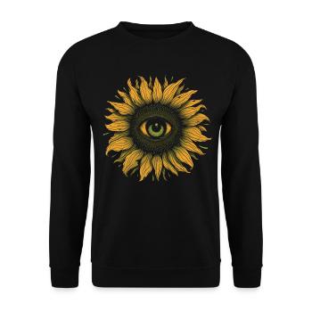 Weirdcore Ästhetisch Sonnenblumenauge Gruselig Str - Unisex Pullover - Schwarz - Vorne - Alina (178cm) & Michal (187cm)