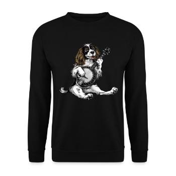Anglais Springer Spaniel Chien Bluegrass Banjo Spie - Sweat-shirt Unisexe - noir - Devant - Alina (178cm) & Michal (187cm)