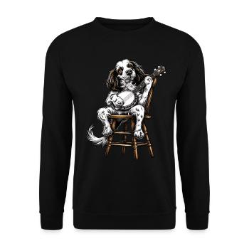 Anglais Springer Spaniel Chien Bluegrass Banjo Spie - Sweat-shirt Unisexe - noir - Devant - Alina (178cm) & Michal (187cm)