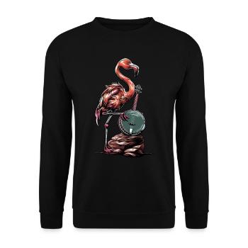 Flamingo Animal Joueur de banjo bluegrass - Sweat-shirt Unisexe - noir - Devant - Alina (178cm) & Michal (187cm)
