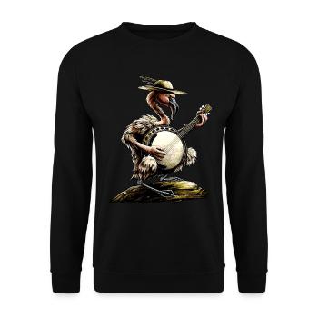 Flamingo Animal Joueur de banjo bluegrass - Sweat-shirt Unisexe - noir - Devant - Alina (178cm) & Michal (187cm)