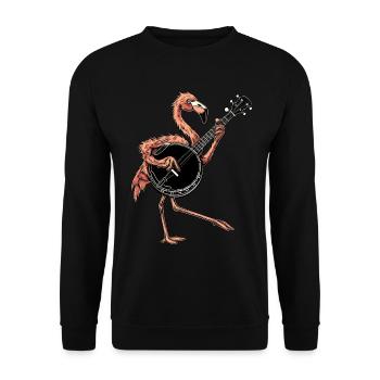 Flamingo Animal Joueur de banjo bluegrass - Sweat-shirt Unisexe - noir - Devant - Alina (178cm) & Michal (187cm)