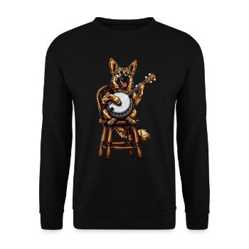 Berger allemand Joueur de banjo bluegrass - Sweat-shirt Unisexe - noir - Devant - Alina (178cm) & Michal (187cm)