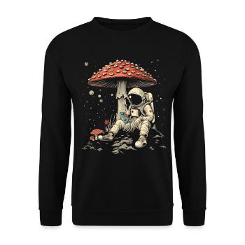 Cottagecore Aesthetic Astronaut Frog Mushroom Witc - Unisex Sweatshirt - black - Front - Alina (178cm) & Michal (187cm)
