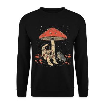 Cottagecore Aesthetic Astronaut Frog Mushroom Witc - Unisex Sweatshirt - black - Front - Alina (178cm) & Michal (187cm)