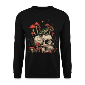 Cottagecore Aesthetic Frog Skull Mushroom Vintage - Unisex Sweatshirt - black - Front - Alina (178cm) & Michal (187cm)