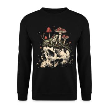 Cottagecore Aesthetic Frog Skull Mushroom Vintage - Unisex Sweatshirt - black - Front - Alina (178cm) & Michal (187cm)