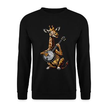 Giraffe Tier Bluegrass Banjo Spieler - Unisex Pullover - Schwarz - Vorne - Alina (178cm) & Michal (187cm)