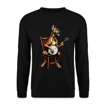 Great Dane Dog Joueur de banjo bluegrass - Sweat-shirt Unisexe - noir - Devant - Alina (178cm) & Michal (187cm)
