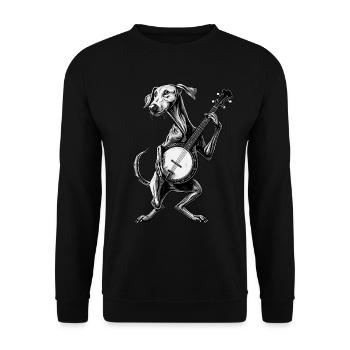 Greyhound Dog Joueur de banjo bluegrass - Sweat-shirt Unisexe - noir - Devant - Alina (178cm) & Michal (187cm)
