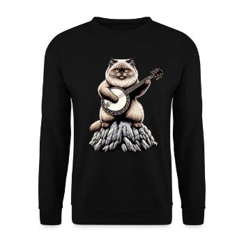 Himalayakatze Bluegrass-Banjo-Spieler - Unisex Pullover - Schwarz - Vorne - Alina (178cm) & Michal (187cm)