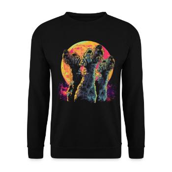 Airedale Terrier Hund Heulender Mond - Unisex Pullover - Schwarz - Vorne - Alina (178cm) & Michal (187cm)