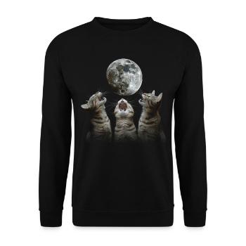 Chat américain à poil court Lune hurlante - Sweat-shirt Unisexe - noir - Devant - Alina (178cm) & Michal (187cm)