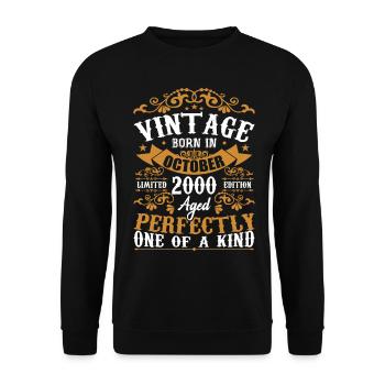 2000 Retro 2000 Octobre Anniversaire Octobre 2000 - Sweat-shirt Unisexe - noir - Devant - Alina (178cm) & Michal (187cm)