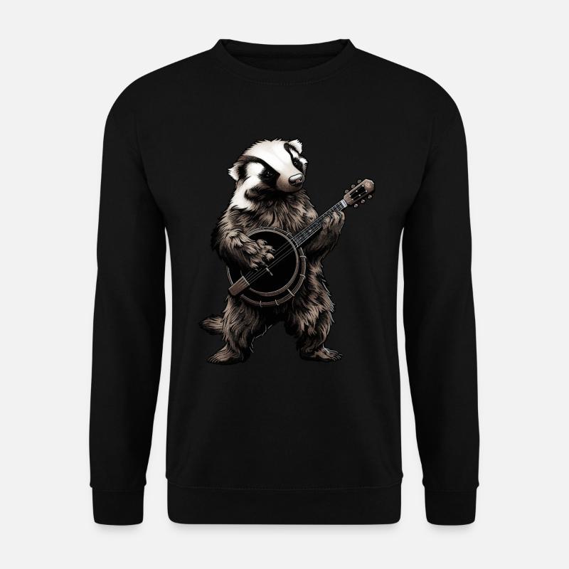 Honey Badger Ratel Bluegrass Banjo Spieler - Unisex Pullover - Schwarz