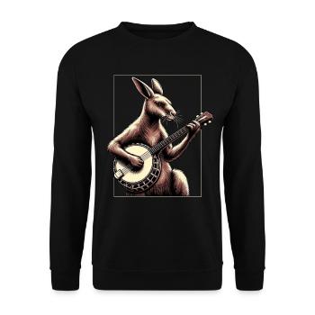 Känguru Australien Bluegrass Banjo Spieler - Unisex Pullover - Schwarz - Vorne - Alina (178cm) & Michal (187cm)