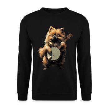 Keeshond Dog Bluegrass Banjo Player - Unisex Sweatshirt - black - Front - Alina (178cm) & Michal (187cm)