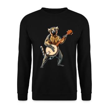 Lemur Ringtail Joueur de banjo bluegrass - Sweat-shirt Unisexe - noir - Devant - Alina (178cm) & Michal (187cm)