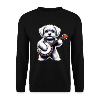 Chien maltais Joueur de banjo bluegrass - Sweat-shirt Unisexe - noir - Devant - Alina (178cm) & Michal (187cm)