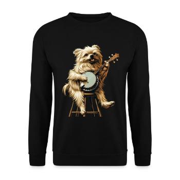 Chien maltais Joueur de banjo bluegrass - Sweat-shirt Unisexe - noir - Devant - Alina (178cm) & Michal (187cm)