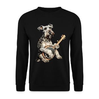 Miniature Schnauzer Chien Bluegrass Joueur de Banjo - Sweat-shirt Unisexe - noir - Devant - Alina (178cm) & Michal (187cm)