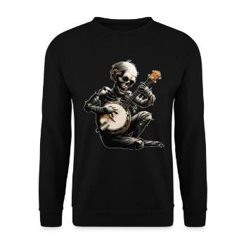 Mumie Halloween Bluegrass Banjo Spieler - Unisex Pullover - Schwarz - Vorne - Alina (178cm) & Michal (187cm)