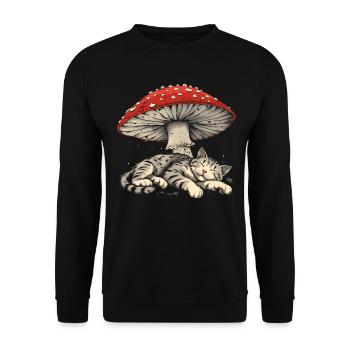 Cottagecore Esthétique Dormir Chat Gris Pil - Sweat-shirt Unisexe - noir - Devant - Alina (178cm) & Michal (187cm)
