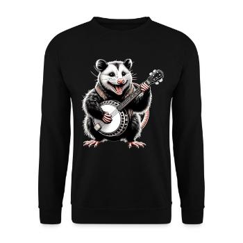 Opossum Possum Street Cat Bluegrass Banjo Player - Unisex Sweatshirt - black - Front - Alina (178cm) & Michal (187cm)