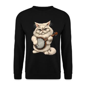 Chat persan Joueur de banjo bluegrass - Sweat-shirt Unisexe - noir - Devant - Alina (178cm) & Michal (187cm)
