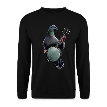 Pigeon Bird Joueur de banjo bluegrass - Sweat-shirt Unisexe - noir - Devant - Alina (178cm) & Michal (187cm)