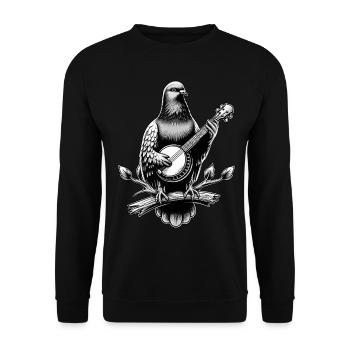 Pigeon Bird Joueur de banjo bluegrass - Sweat-shirt Unisexe - noir - Devant - Alina (178cm) & Michal (187cm)