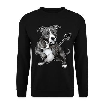 Pitbull Pittie Dog Joueur de banjo bluegrass - Sweat-shirt Unisexe - noir - Devant - Alina (178cm) & Michal (187cm)
