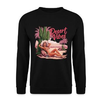 Sonnenuntergang Desert Vibes Urlaub Abenteuer - Unisex Pullover - Schwarz - Vorne - Alina (178cm) & Michal (187cm)