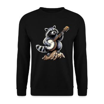 Waschbär Opossum Straßenkatze Bluegrass Banjo Spie - Unisex Pullover - Schwarz - Vorne - Alina (178cm) & Michal (187cm)