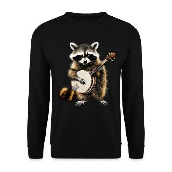 Waschbär Opossum Straßenkatze Bluegrass Banjo Spie - Unisex Pullover - Schwarz - Vorne - Alina (178cm) & Michal (187cm)