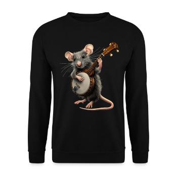 Rat Mouse Joueur de banjo bluegrass - Sweat-shirt Unisexe - noir - Devant - Alina (178cm) & Michal (187cm)
