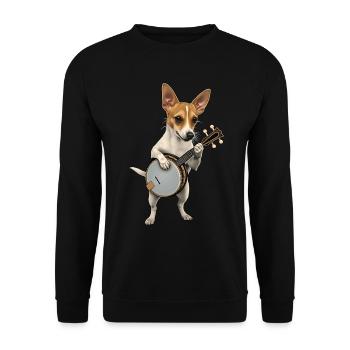 Rat Terrier Dog Bluegrass Banjo Player - Unisex Sweatshirt - black - Front - Alina (178cm) & Michal (187cm)