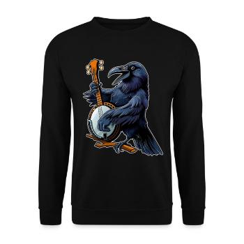 Raven Crow Bluegrass Banjo Spieler - Unisex Pullover - Schwarz - Vorne - Alina (178cm) & Michal (187cm)