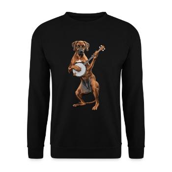 Rhodesian Ridgeback Dog Bluegrass Banjo Player - Unisex Sweatshirt - black - Front - Alina (178cm) & Michal (187cm)