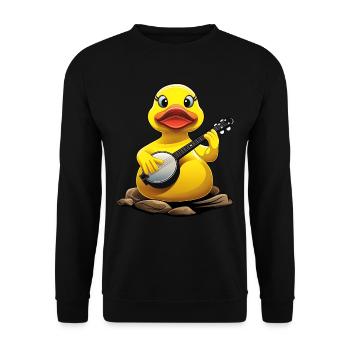 Rubber Duck Ducky Bluegrass Banjo Player - Unisex Sweatshirt - black - Front - Alina (178cm) & Michal (187cm)