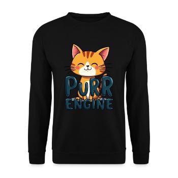 Lustiger Katzenliebhaber Schnurrmotor für - Unisex Pullover - Schwarz - Vorne - Alina (178cm) & Michal (187cm)