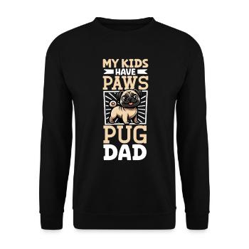 Mops Papa - Unisex Pullover - Schwarz - Vorne - Alina (178cm) & Michal (187cm)