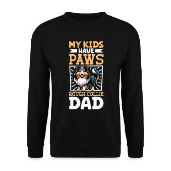 Langhaarcollie Papa - Unisex Pullover - Schwarz - Vorne - Alina (178cm) & Michal (187cm)