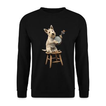 Scottish Terrier Chien Joueur de Banjo Bluegrass - Sweat-shirt Unisexe - noir - Devant - Alina (178cm) & Michal (187cm)