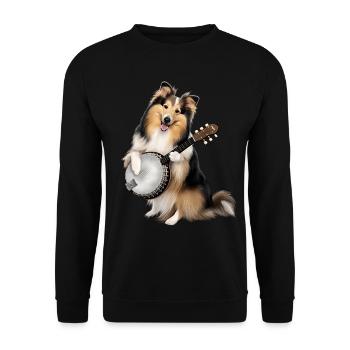 Shetland Sheepdogs Dog Bluegrass Banjo Player - Unisex Sweatshirt - black - Front - Alina (178cm) & Michal (187cm)